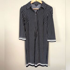 Talbots Black and White Polka Dot Long Sleeve Dress